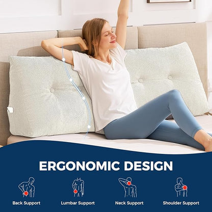 Headboard Pillow Twin, Triangle Pillows for Headboard, Head Board Backrest Wedge Pillow for Reading Sitting Working, Daybed Pillows with Removable Cover for Bed Dorm Sofa, Beige