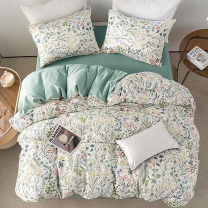 Jane yre Queen Duvet Cover Set Floral Brushed Microfiber 3 Pieces Floral Bedding Set Queen Garden Style Red Floral Pattern Flower Queen Duvet Cover with Zipper Closure Luxury Soft Breathable Comfy