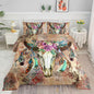 Kids Comforter Set Tribal Bull Head Printed Pattern Bedding Set with 1 Comforter and 2 Pillowcases for Girls Boys Bedroom All Season(Tribal Bull Head Twin)