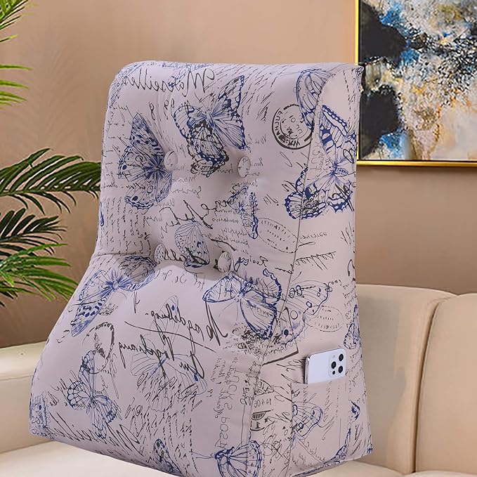 WOWMAX Curve Reading Pillow for Adult, Heighten Back Pillow for Sitting in Bed, Back Support Pillow for Couch, Chair Pillow for Back Support, 24 x 10 x 24 inch, 100% Cotton Removable Cover