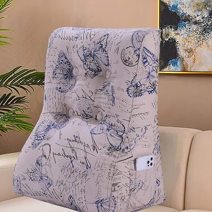 WOWMAX Curve Reading Pillow for Adult, Heighten Back Pillow for Sitting in Bed, Back Support Pillow for Couch, Chair Pillow for Back Support, 24 x 10 x 24 inch, 100% Cotton Removable Cover