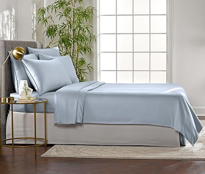 Pure Bamboo Twin Sheets, Genuine 100% Organic Viscose Derived from Bamboo Bed Sheet Set, Luxuriously Soft & Cooling, Double Stitching, 2 Year Quality Promise (Twin, Sterling Blue)