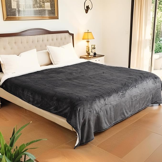 Electric Heated Blanket Full Size - 72"x84", Soft Flannel Heating Blanket, 10 Heating Levels, 1-12 H Auto Shut Off, Breathable Warm and Washable for Bed, Dark Grey