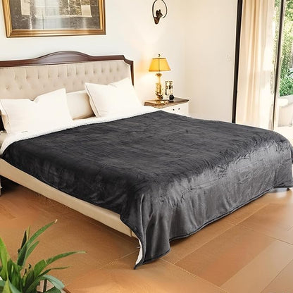Electric Heated Blanket King Size - 90"x100", Soft Flannel Heating Blanket, 10 Heating Levels, 1-12 H Auto Shut Off, Breathable Warm and Washable for Bed, Dark Grey