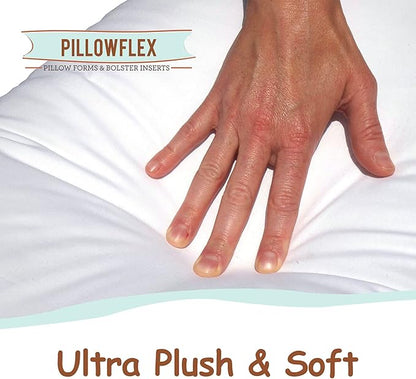 Pillowflex Synthetic Down Pillow Insert - 12x36 Down Alternative Pillow, Ultra Soft, Large Rectangle Body Sleeping Pillow, Lumbar, Long, Back - 1 Decorative Pillow Form