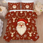 Red Christmas Comforter Set Santa Claus Bedding Full/Queen Size for Kids Girls Women Xmas Reindeer Holiday Bedroom Quilt Bed Sets, 1 Comforter 2 Pillowcases