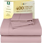 California Design Den Full Sheet Set Cotton - 400 Thread Count Sateen, Natural 100% Cotton Bedding Sheets & Pillowcases, Deep Pockets with All Around Elastic, Soft, Durable - Mauve