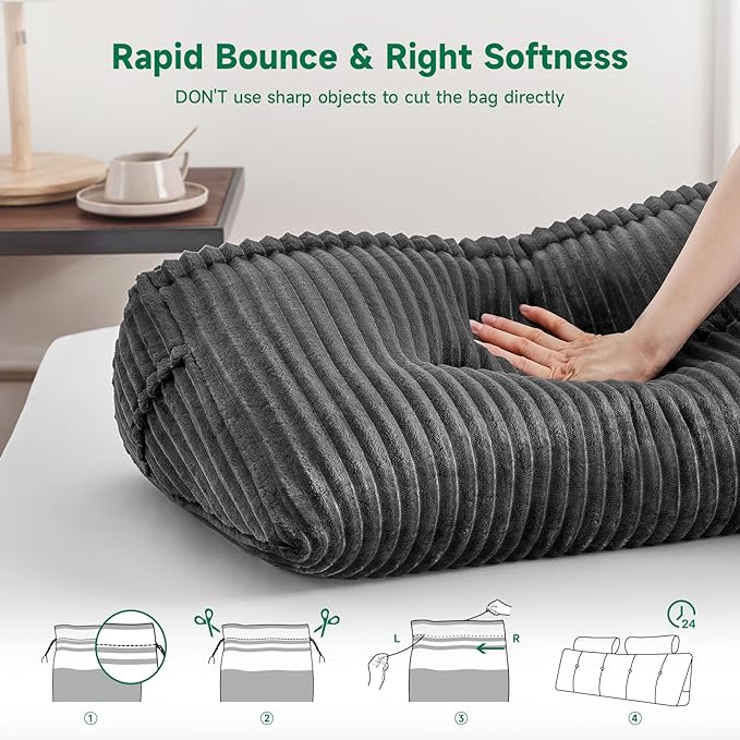 Z-hom Large Wedge Pillow Headboard, Full Triangular Headboard Pillow, Reading Pillow Bed with a Roll Pillow for Bed Sitting Up Sleeping, Backrest Cushion Headboard Gap Pillow for Back,Grey