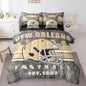 Erosebridal Classic Football City Sports Bedding Set for Boys Men Women Gridiron Bed in A Bag,Rugby Decor City Silhouette Comforter Sets with Sheets Retro Grunge Brown Bed Set Queen