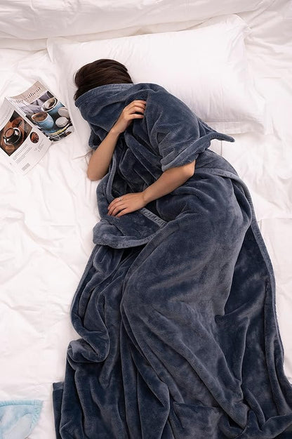 Mellowdy Extra Thick Hearty Plush Flannel Blanket (Dark Grey, 108x90) - 500GSM King Size Warm Blanket for Winter, Fall | Soft, Fluffy, Cuddly, Perfect for Bed, Oversized Throw for Couch, Sofa