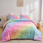 Rainbow Girls Twin Comforter Set with Sheets, 5 Pieces Twin Bed in a Bag with Comforter, Sheets and Pillowcases, Soft Microfiber Pastel Glitter Fun Girls Twin Bedding Set for Kids Teens