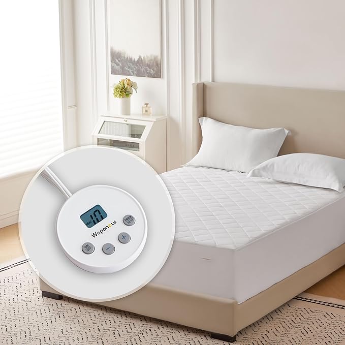 Wapaneus Diamond Qquilted Heated Mattress Pad Full Size 10 Heat Settings with 1-12 Hours Timer Auto Off,Deep Pocket Fits up to 18",Microfiber Bed Warmer,ETL Listed Machine Washable,54"x75"