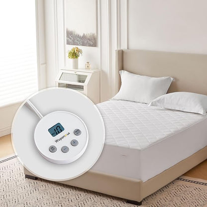 Wapaneus Diamond Qquilted Heated Mattress Pad Full Size 10 Heat Settings with 1-12 Hours Timer Auto Off,Deep Pocket Fits up to 18",Microfiber Bed Warmer,ETL Listed Machine Washable,54"x75"