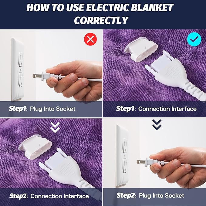 greenoak Heated Electric Blanket Throw, Faux Fur Sherpa Heating Blanket for Sofa Bed, Warm Winter Gifts for Women/Her, Heater Lap Blankets 5-Position Timer &10 Heating Levels 50''*60" Purple