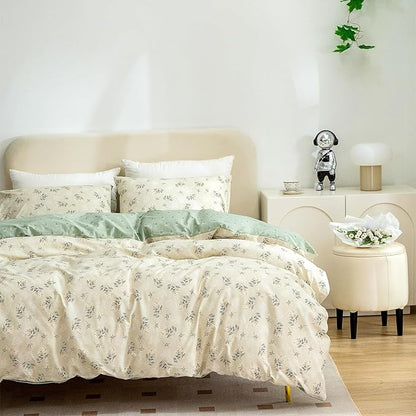 Jane yre Floral Duvet Cover King, Brushed Microfiber 3 Pieces Bedding Set King, Garden Style Flower Pattern Flower Duvet Cover, with Zipper Closure, Luxury Soft Breathable Comfy