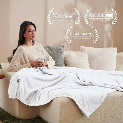 Bare Home Fleece Blanket - King Size - Ultra-Soft Lightweight for Bed, Sofa, and Couch - Luxury Microplush - Cozy Warm Blanket (King, White)