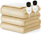 Homemate Electric Heated Blanket Queen Size - 84"x90" Heating Blanket Queen Size Dual Control 1/2/4/6/8 Hours Auto-Off 10 Heat Level Over-Heat Protection Flannel Sherpa ETL Certification