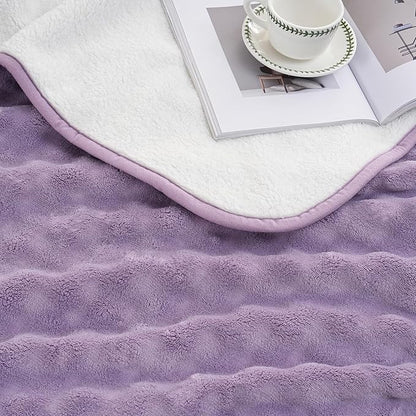Waterproof Blanket for Bed Couch Sofa Car, Soft Leakproof Dog Blanket with 3D Bubble Pattern, Reversible Water Proof Pet Blankets for Dogs Cats Puppies (50"x60", Dusty Purple)