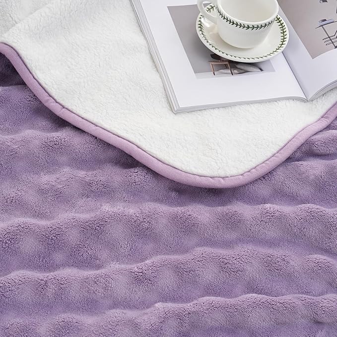 Waterproof Blanket for Bed Couch Sofa Car, Soft Leakproof Dog Blanket with 3D Bubble Pattern, Reversible Water Proof Pet Blankets for Dogs Cats Puppies (30"x40", Dusty Purple)