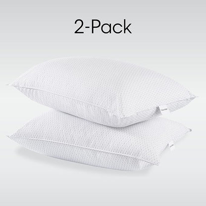 Calvin Klein Geometric Print 20" x 28" Standard/Queen Size Set of 2 Bed Pillows for Sleeping, White