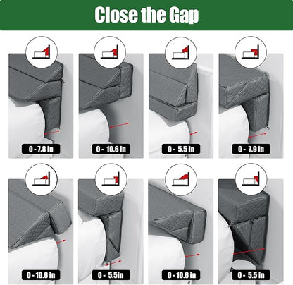 HOMBYS Bed Wedge Pillow for Headboard,Bed Gap Filler King Size,Headboard & Mattress Gap Filler,Bed Wedge Gap Filler,High Density Foam Bed Crack Pillow Between Bed and Wall,Dark Grey