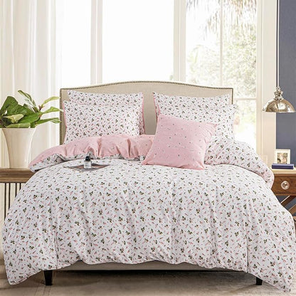 Jane yre Floral Twin Duvet Cover Brushed Microfiber 3 Pieces Floral Bedding Set Garden Style Pink Floral Pattern Flower Twin Duvet Cover with Zipper Closure Luxury Soft Breathable Comfy