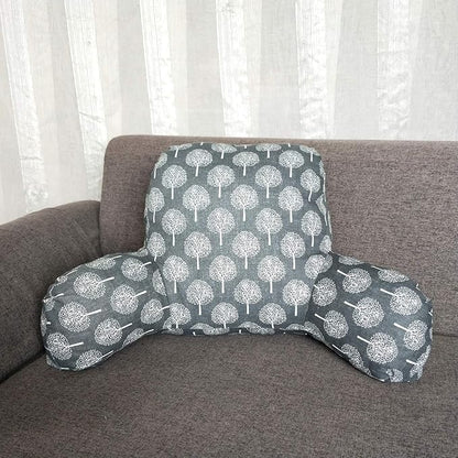 Bohemian Printed Reading Pillow with Support Arms Soft Bed Rest Pillows Back Support Cushion for Kids Reading Watching TV Sitting Up in Bed (20"×15"×8",Grey Tree)