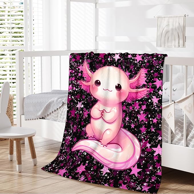 Girls Blanket for Kids Gift for Daughter Granddaughter, Pink Cozy Soft 50 x 40 Inches Cute Animal Theme Flannel Throws for Bed Travel Sofa Living Room