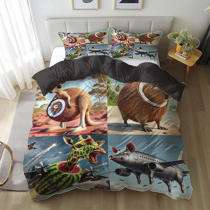 Italian Brainrot Bedding Duvet Cover Set,Funny Fusion AnimalsTwin Full Queen King Comforter Cover Bedding Set for Kids Boys Bed Decor Gifts ﻿ (Color 13,Queen (90" x 90"))