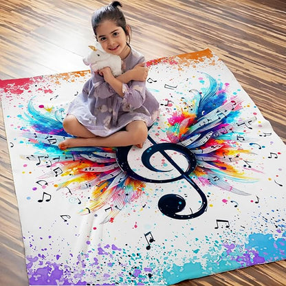 Music Blanket for Kids Teens Adults, 40x50 Inches Music Note Throw Blanket Gifts for Music Lovers Boys Girls, Soft Fuzzy Flannel Blanket Music Decor for Bed Couch Sofa Home