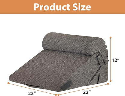 Orthopedic Bed Wedge Pillow Set 3Pcs, Adjustable Memory Foam, Pillow Wedge for Post Surgery, Back Pain Relief, Triangle Pillows for Acid Reflux, Snoring, GERD, Dark Grey