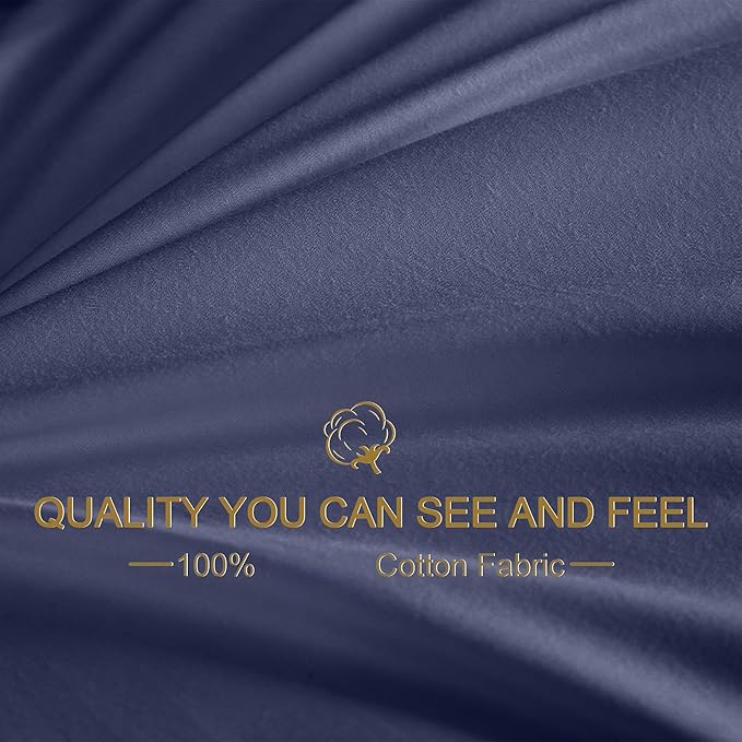 Goose Down Body Pillows for Adults, Large Body Pillow for Side Sleeper, Hugging Feather Body Pillow Insert, Cooling Full Length Long Pillow for Bed with 100% Organic Cotton Shell, (Navy Blue 20"x54")