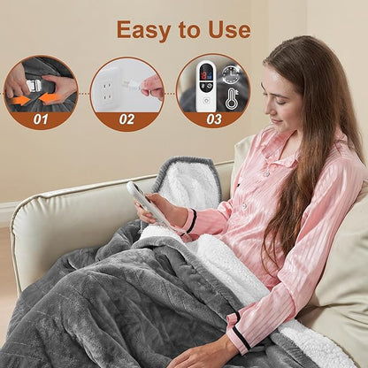 Electric Blanket Heated Full Size, Ultra-Soft 84" x 72" Heating Blankets, Fast, Even & Efficient Heating, 1-12 Hours Auto-Off and 6 Heatin Settings, UL Listed for Safety, Warm Gift for Grandma