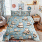 Cartoon Otter Comforter Set Toddler Size 2 Pcs Cute Gray Wild Animal Decor Bedding Sets for Kids Boys Girls Teens Watercolor Retro Flowers Rustic Style Quilted Comforter with 1 Pillowcase