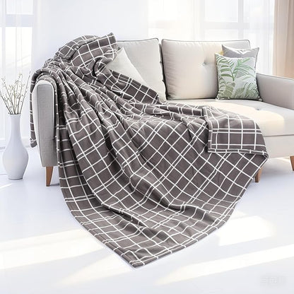 Electric Heated Blanket Queen Size 84"x90", 4 Heating Levels & 10H Auto Shut Off, Dual-Control, Soft Fleece, Machine Washable, Light Gray Plaid