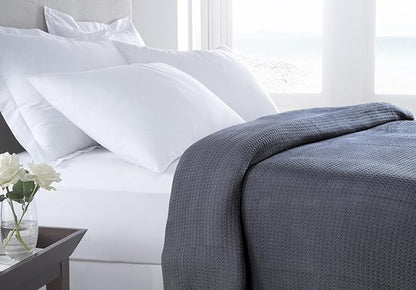 HILLFAIR 100% Combed Cotton Blanket– Twin Bed Blanket– Soft Cozy Warm Multipurpose Throws for Luxury Home Decor– 66 x 90 inch Twin XL Size Cotton Blankets for Beds- Bed Blankets for All Season- Grey