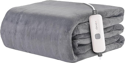 Electric Heated Blanket 72"x84" Full Size - 4 Heat Levels, 10H Auto Shut Off, Ultra-Soft Flannel Fleece Heated Blanket with Overheat Protection, Fast Heating, Machine Washable - Light Grey