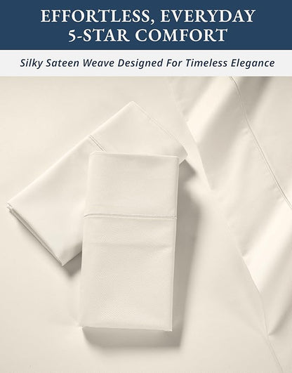 LANE LINEN Luxury 100% Egyptian Cotton Sheets Queen Size Bed Set, Eo Friendly Oeko-Tex Certified No Pill Fade Resistant Fully Elasticized Machine Washable Cotton Cooling Bed Sheet -Sea Salt