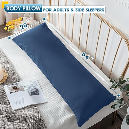 MAGIC ELEPHANT Body Pillow, Memory Foam Body Pillow for Adults, Long Pillow for Bed and Sleeping, Full Long Bed Pillow Insert with Cover (Blue, 20x54 Inch)