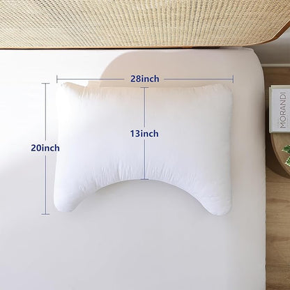 Shatex Neck Pillow Queen Size 28 x 20 inch, Curved Extra Firm Bed Pillow with Adjustable Insert Provides Stronger Support - for Back, Stomach & Side Sleepers