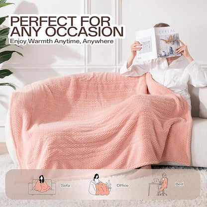 Heated Blanket Electric Throw, 50" x 60" Heated Blanket with 8 Heat Levels & 8 Hours Auto Off, Fast Heating Blankets Machine Washable with ETL Certification, Pink