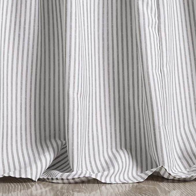 Lush Decor Ticking Stripe Bedspread Gray Vintage Chic Farmhouse Style Lightweight 3 Piece Set, Full