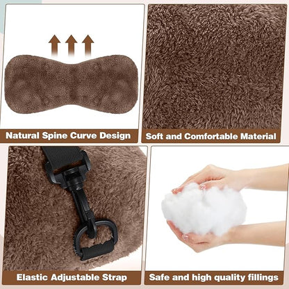 1 Pc Neck Pillow for Recliner Headrest Pillow Bone Shaped Chair Plush with Adjustable Strap Neck Support and Pain Relief Curve Head Cushion for Car Travel Airplane (Brown)