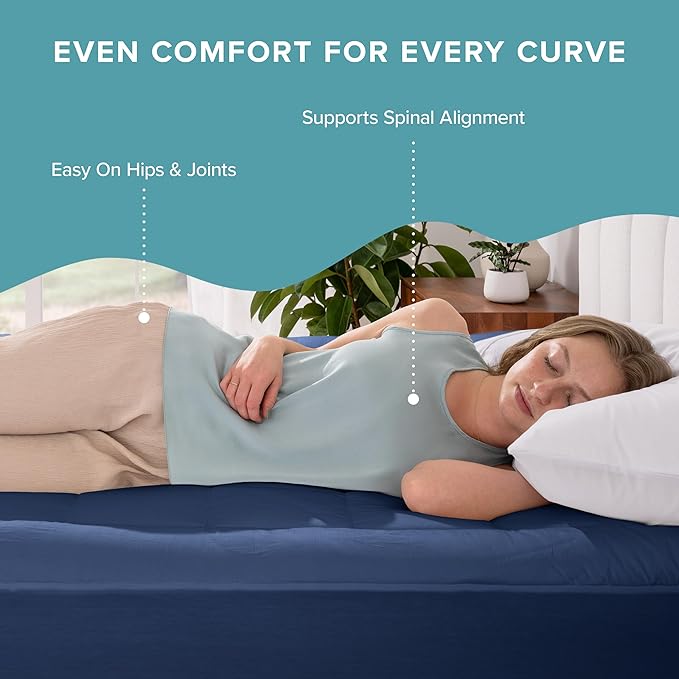 Bare Home King Mattress Topper Cotton Top - Plush Topper for Mattress - Fitted Mattress Cover - Cooling Breathable Air Flow - 8" to 21" Deep Pocket - Soft Mattress Pad (King, Dark Blue)