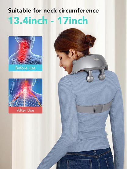 SKG Neck Massager for Pain Relief Deep Tissue Shiatsu Neck and Shoulder Cordless Massger with Heat Christmas Gifts for Men and Women Dad Mom Grandpa H7 Ultra Grey