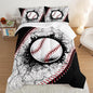 Baseball Comforter Sports Bedding Sets for Boys,Sports Gamer Bedding Set for Kids Girls Boys Room Decor,Black White Baseball Printed Twin Bed Comforter Set with 2 Pillowcases.