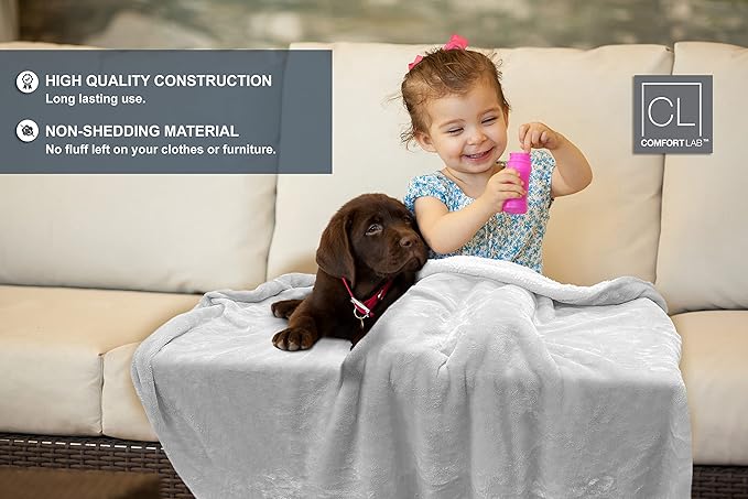 Comfort Lab Reversible Flannel Sherpa Throw Blanket - Elegant Fluffy Throw Blankets for Couch and Home Decor - Anti Pilling Non Shedding Cozy & Warm Fleece Throws - Baby/Pet (30" x 40") - White