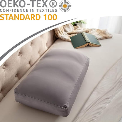 PILLOWY Premium Microbead Bed Pillow, Medium Extra Fluffy But Supportive - Ultra Comfortable Sleep with Silk Like Anti Aging Cover 85% Spandex/ 15% Nylon Breathable, Cooling Stone Gray