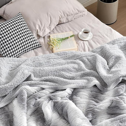 Bearhug Heated Blanket 6 Heat Settings Electric Blanket, 4-Hour Auto Shut-Off, Luxurious Faux Fur & Sherpa Dual-Sided Heated Throw, Machine Washable, 50 x 60 Inches, Gift-Ready Elegant Packaging