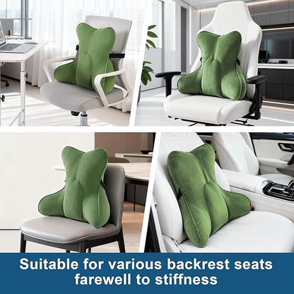 Lumbar Support Pillow for Lower Back Pain Relief – Multi-Functional Ergonomic Lumbar Cushion, Reading Pillow for Office Chair, Car Seat & Sofa,Olive Green
